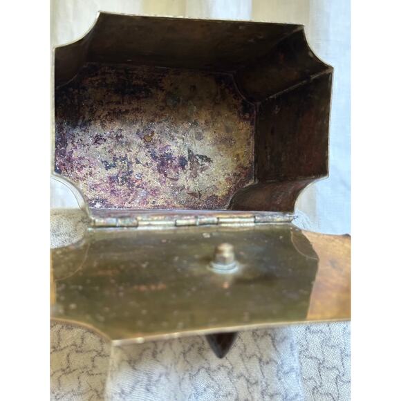 Vintage antique brass jar box lidded engraved trinket 5x4” decorative decor - Picture 14 of 16